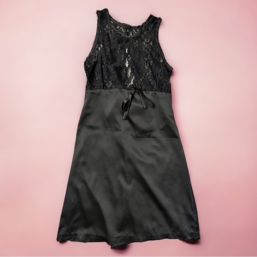 Black lingerie slip dress